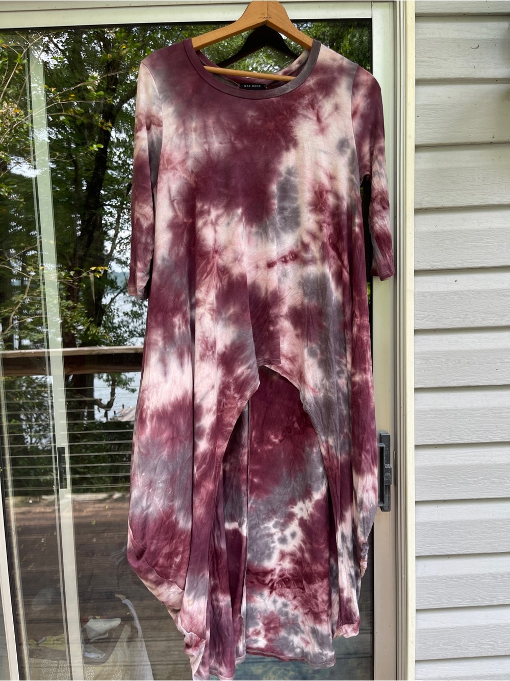 Rae Mood Maroon & Gray Tie-Dye Flowing high low tunic